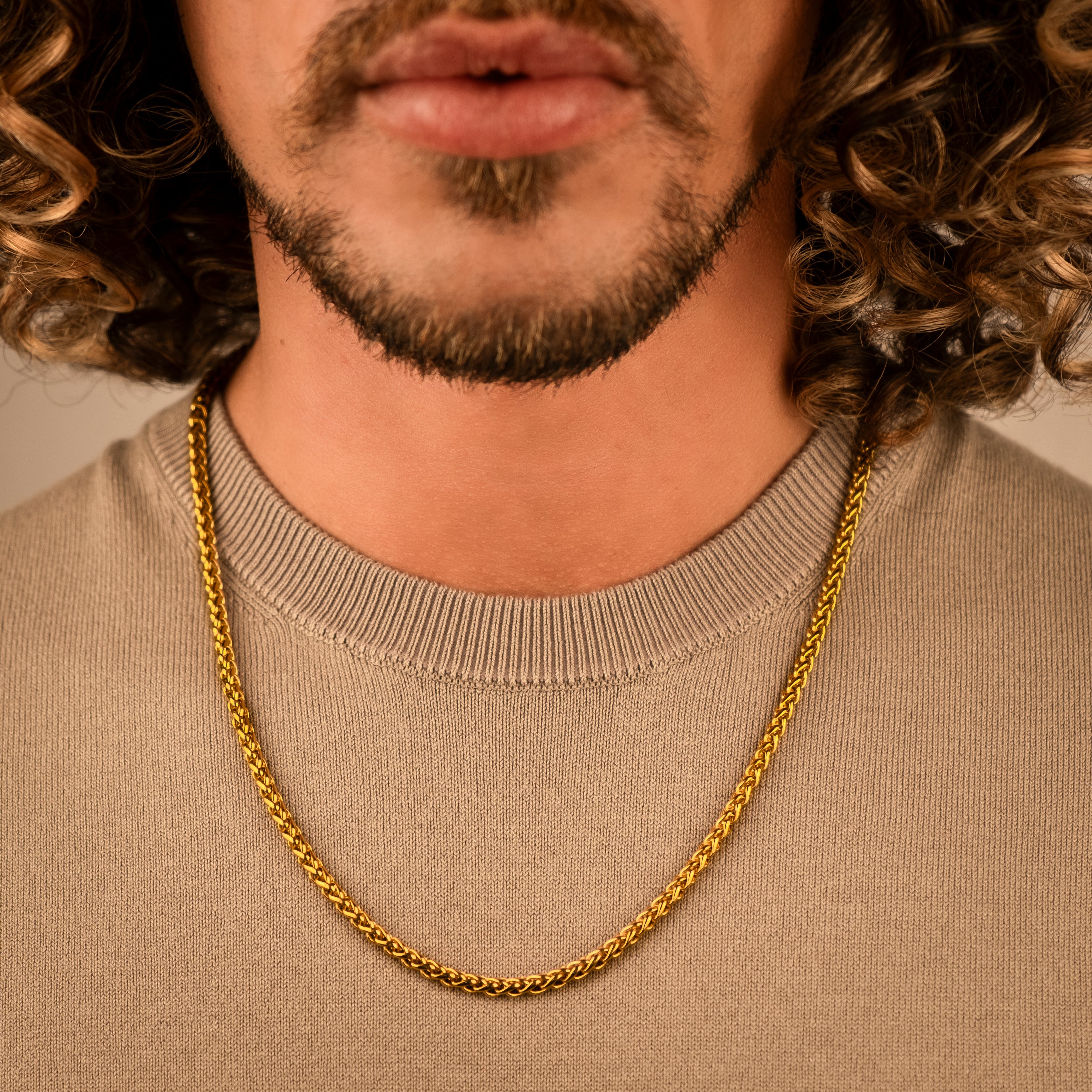 Wheat Necklace "Joshua" | Gold Plated 4mm