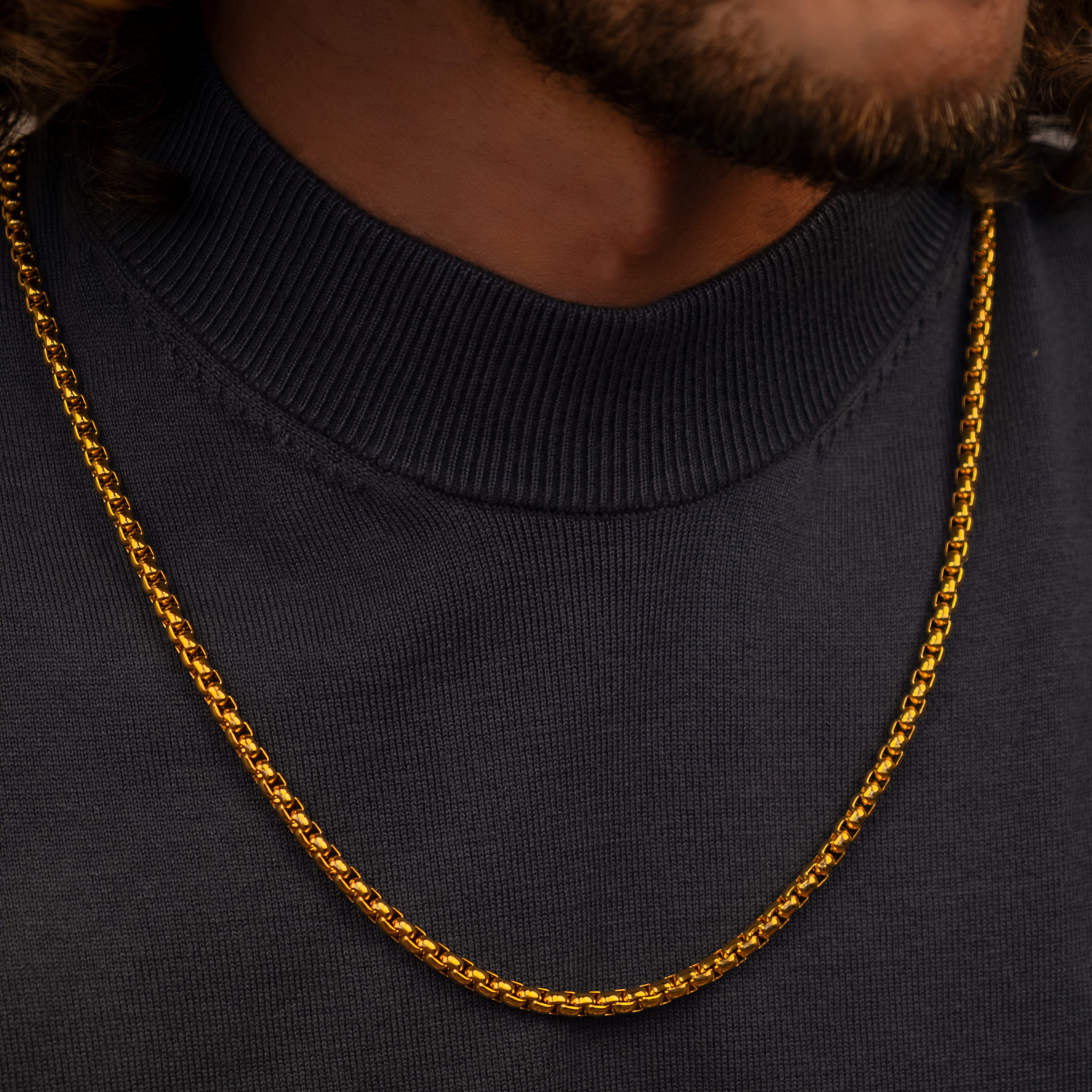 Round Box Chain Necklace "Leo" | Gold Plated 4.5mm