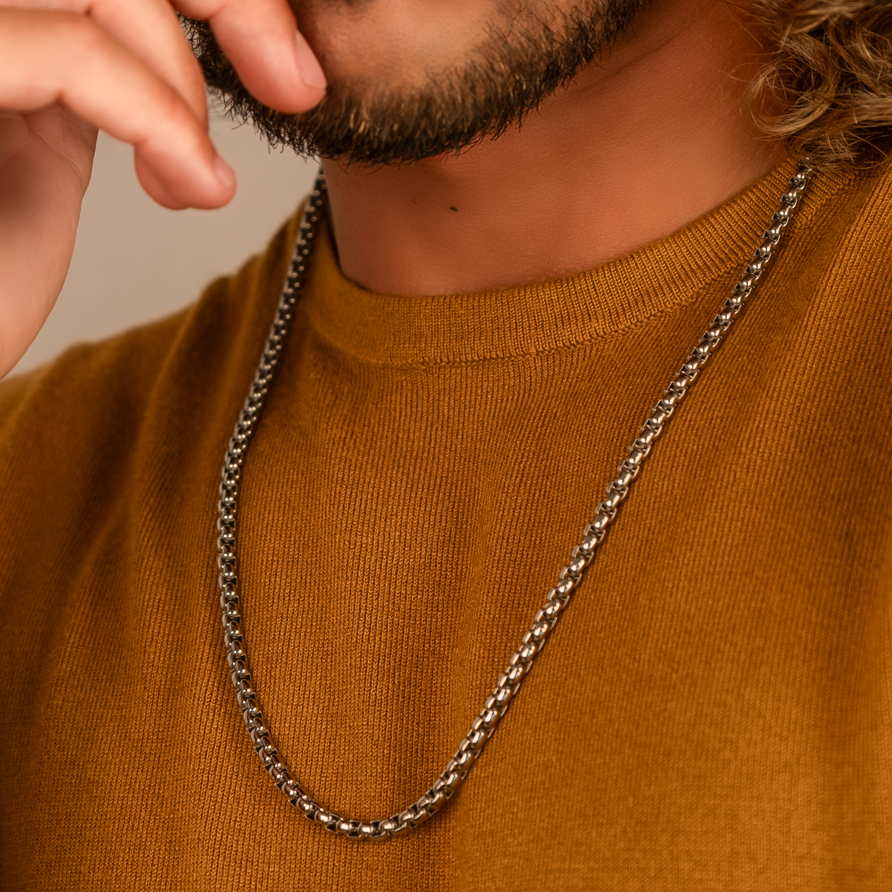 Round Box Chain Necklace "Leo" | Silver 4.5mm