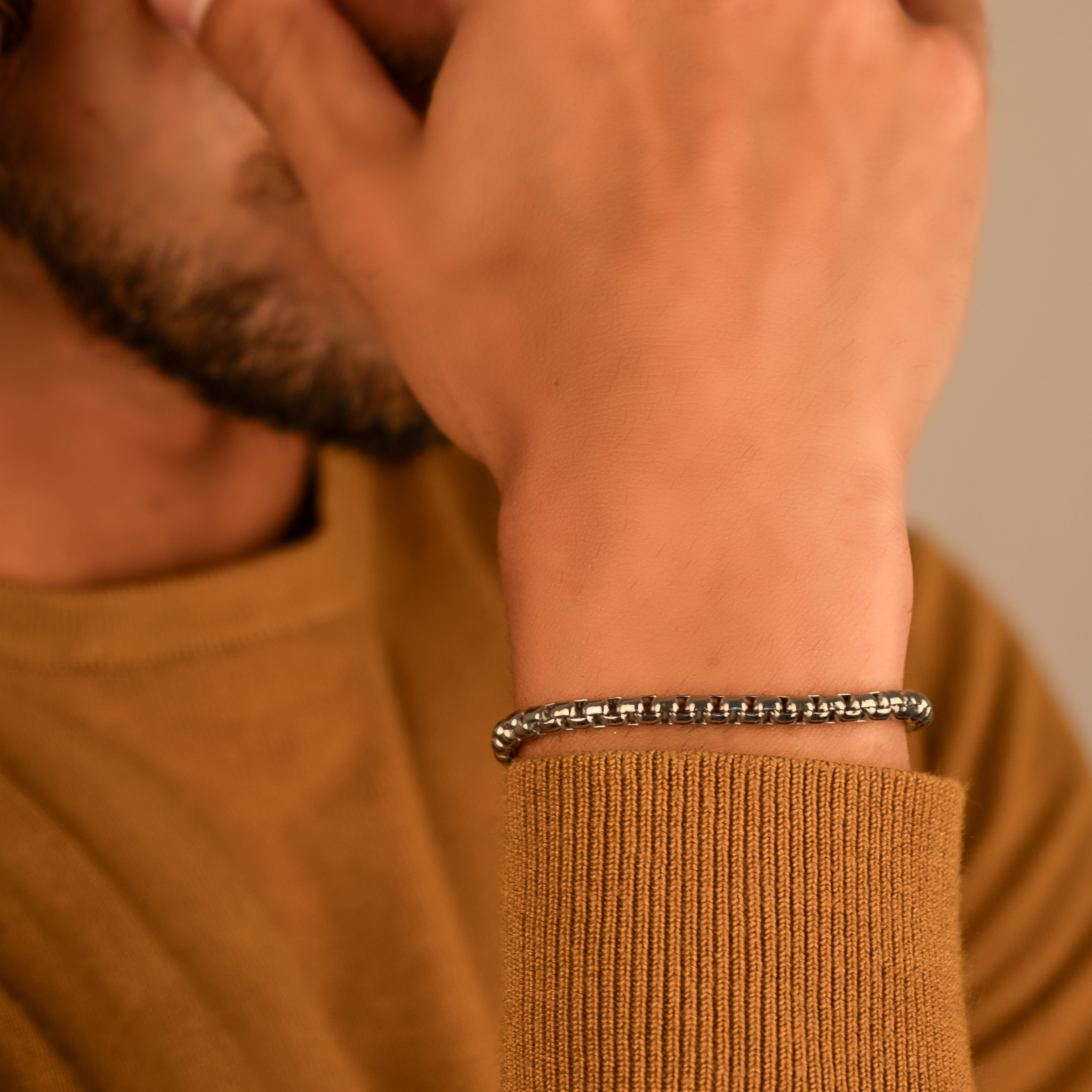 Round Box Chain Bracelet "Leo" | Silver 4.5mm